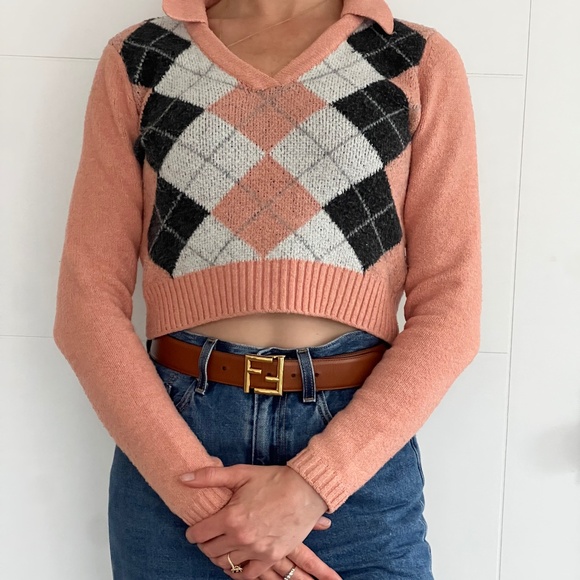 William Rast Argyle Plaid Cropped Jumper - super cute and preppy - Picture 2 of 7